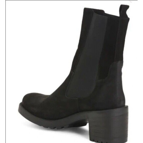 Emanuele Crasto Women's Sz US 9 / 40 Black Suede Round Toe Chelsea Boots NEW - Picture 2 of 2